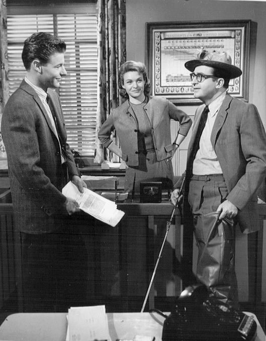 David Nelson, Miss Edwards (Connie Nelson) and Mr. Kelley (Joe Flynn)